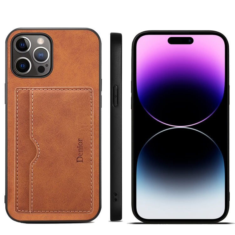 For iPhone 15 Pro Max Denior PU Single Card Slot Holder Phone Case(Brown) - HoMEdemic™ 