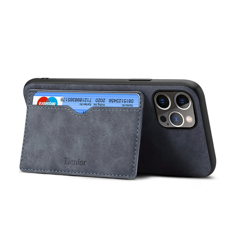For iPhone 15 Pro Max Denior PU Single Card Slot Holder Phone Case(Grey) - HoMEdemic™ 