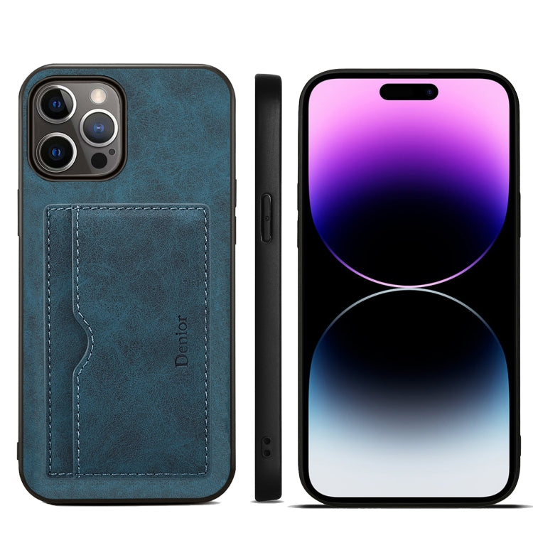For iPhone 15 Pro Denior PU Single Card Slot Holder Phone Case(Blue) - HoMEdemic™ 