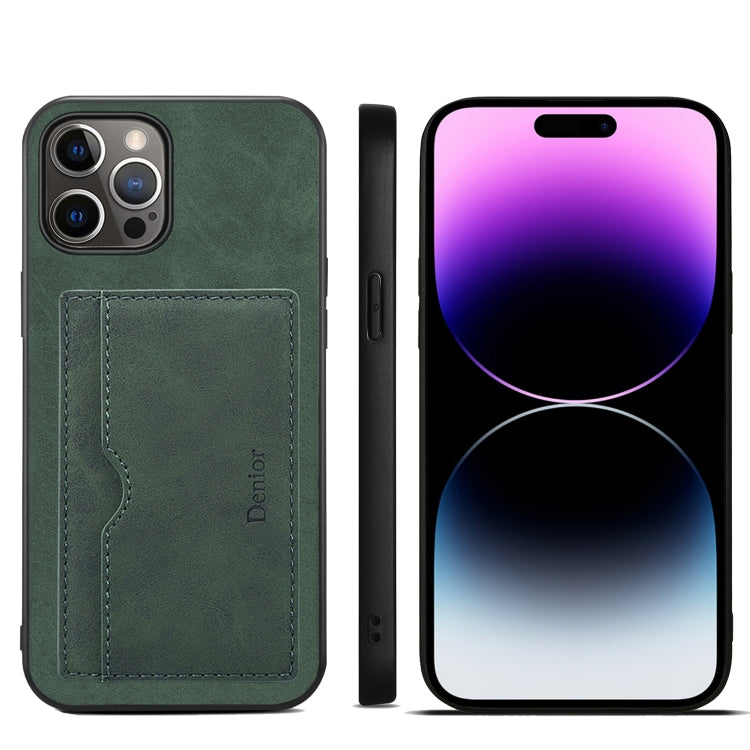 For iPhone 15 Pro Denior PU Single Card Slot Holder Phone Case(Green) - HoMEdemic™ 