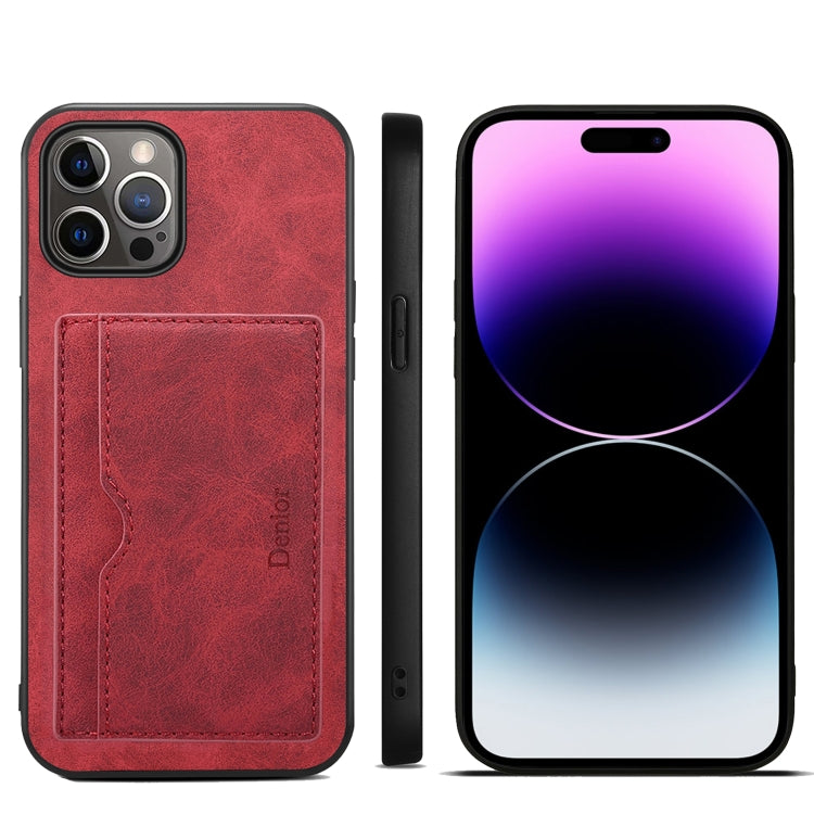 For iPhone 15 Pro Denior PU Single Card Slot Holder Phone Case(Red) - HoMEdemic™ 