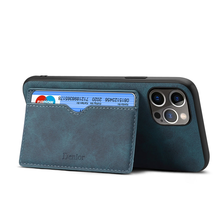For iPhone 15 Plus Denior PU Single Card Slot Holder Phone Case(Blue) - HoMEdemic™ 