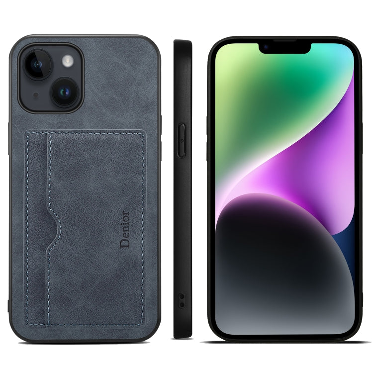 For iPhone 15 Plus Denior PU Single Card Slot Holder Phone Case(Grey) - HoMEdemic™ 