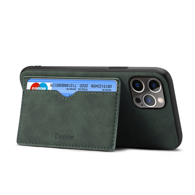 For iPhone 15 Denior PU Single Card Slot Holder Phone Case(Green) - HoMEdemic™ 