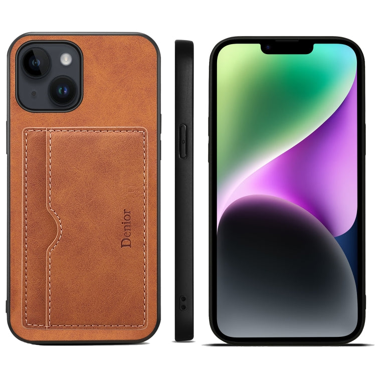 For iPhone 15 Denior PU Single Card Slot Holder Phone Case(Brown) - HoMEdemic™ 