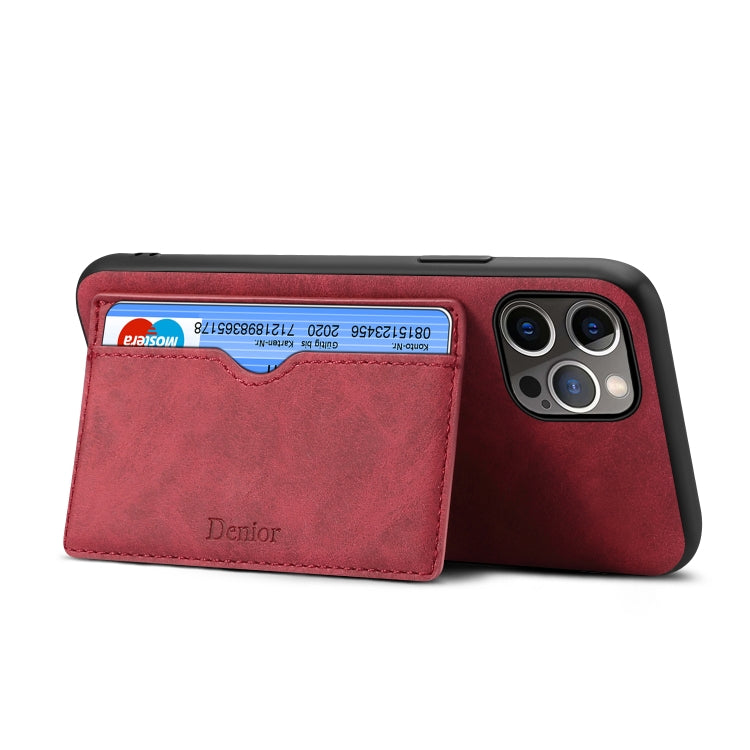 For iPhone 15 Denior PU Single Card Slot Holder Phone Case(Red) - HoMEdemic™ 