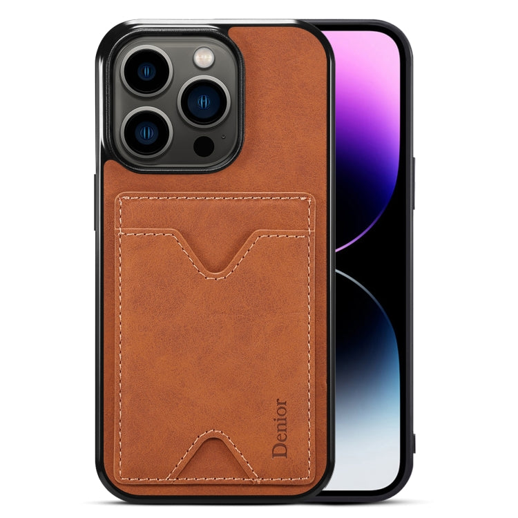 For iPhone 15 Pro Denior PU Back Cover Card Slot Holder Phone Case(Brown) - HoMEdemic™ 