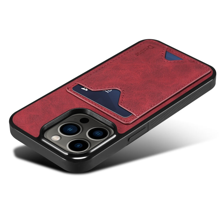 For iPhone 15 Pro Denior PU Back Cover Card Slot Holder Phone Case(Red) - HoMEdemic™ 