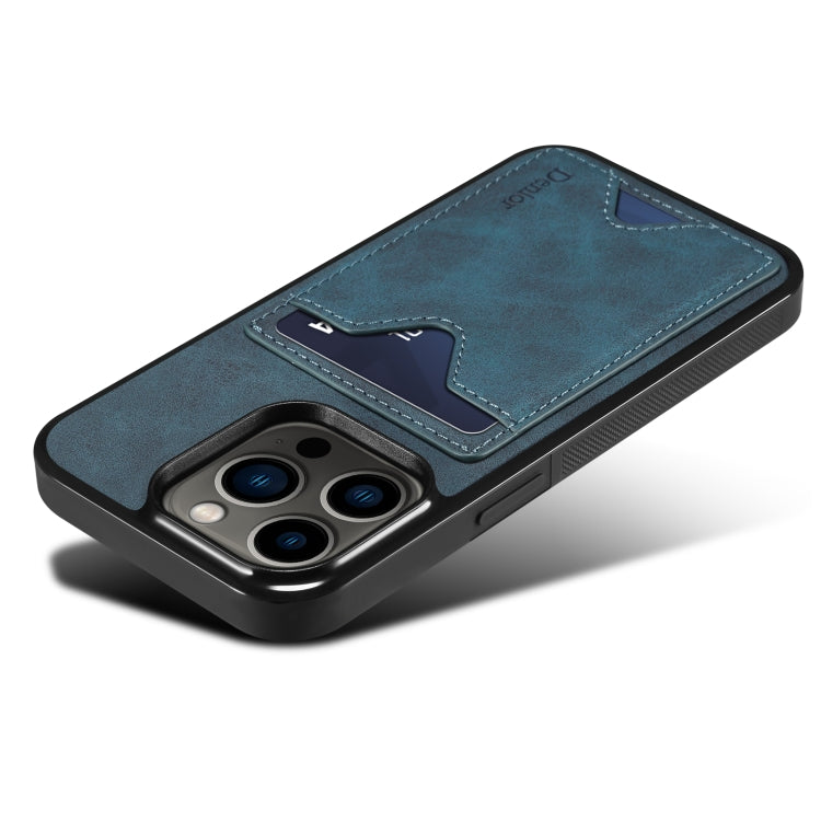 For iPhone 15 Pro Denior PU Back Cover Card Slot Holder Phone Case(Blue) - HoMEdemic™ 