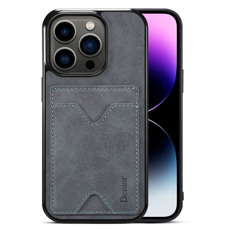 For iPhone 15 Pro Denior PU Back Cover Card Slot Holder Phone Case(Grey) - HoMEdemic™ 