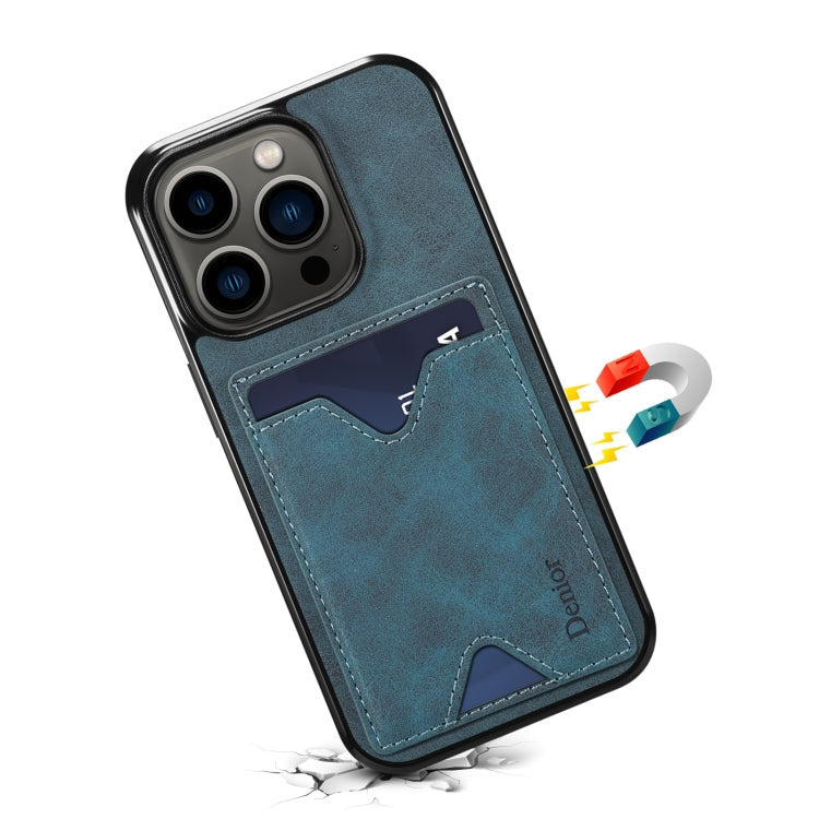 For iPhone 15 Plus Denior PU Back Cover Card Slot Holder Phone Case(Blue) - HoMEdemic™ 