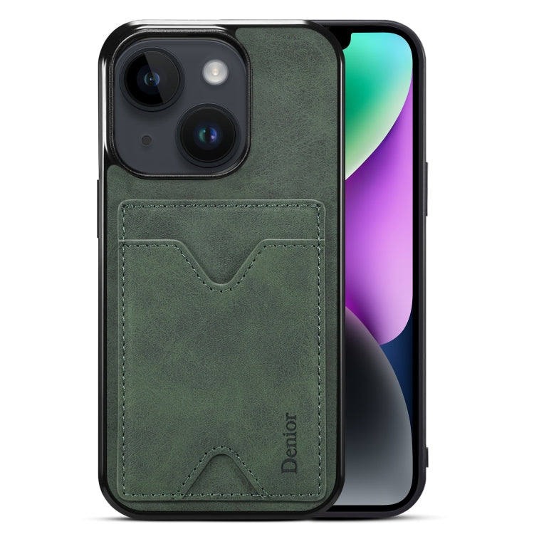 For iPhone 15 Denior PU Back Cover Card Slot Holder Phone Case(Green) - HoMEdemic™ 