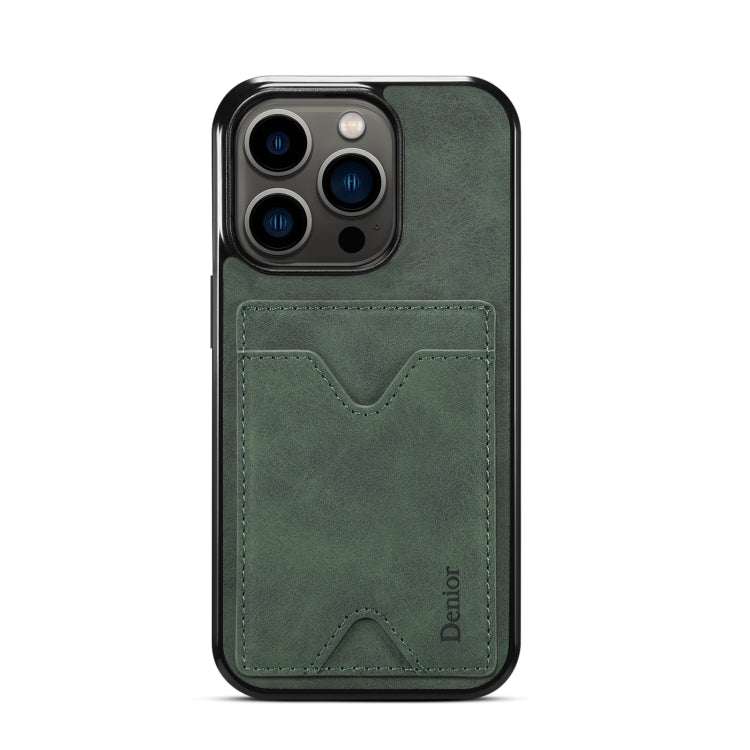 For iPhone 15 Denior PU Back Cover Card Slot Holder Phone Case(Green) - HoMEdemic™ 