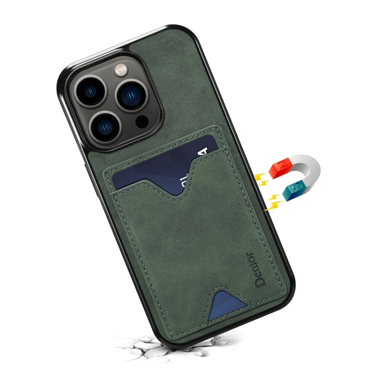 For iPhone 15 Denior PU Back Cover Card Slot Holder Phone Case(Green) - HoMEdemic™ 