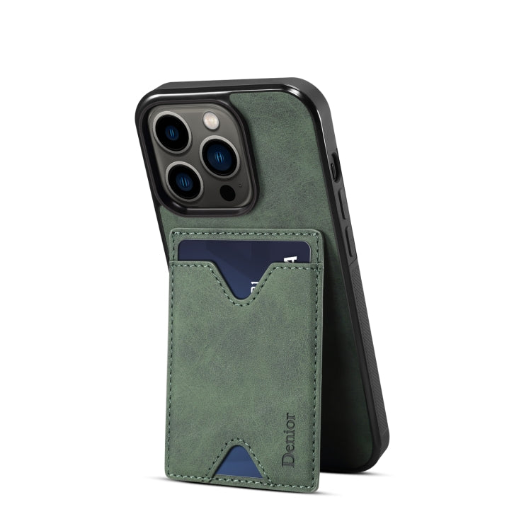 For iPhone 15 Denior PU Back Cover Card Slot Holder Phone Case(Green) - HoMEdemic™ 