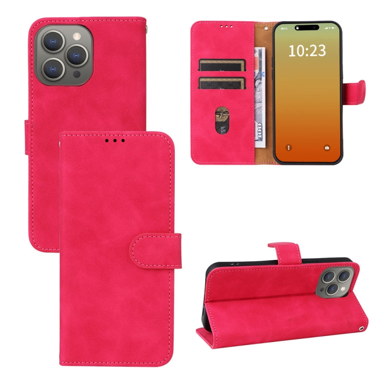 For iPhone 15 Pro Skin Feel Magnetic Flip Leather Phone Case(Rose Red) - HoMEdemic™ 