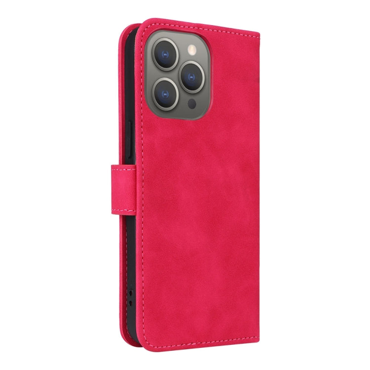 For iPhone 15 Pro Skin Feel Magnetic Flip Leather Phone Case(Rose Red) - HoMEdemic™ 