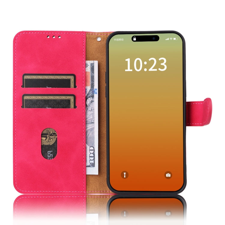 For iPhone 15 Pro Skin Feel Magnetic Flip Leather Phone Case(Rose Red) - HoMEdemic™ 