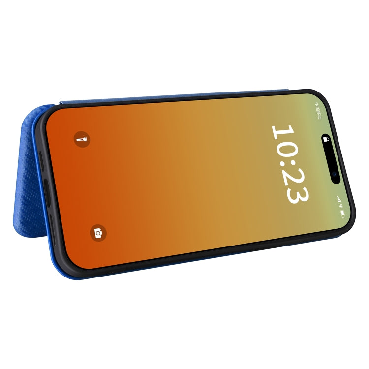 For iPhone 15 Pro Carbon Fiber Texture Flip Leather Phone Case(Blue) - HoMEdemic™ 