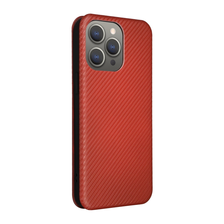 For iPhone 15 Pro Carbon Fiber Texture Flip Leather Phone Case(Brown) - HoMEdemic™ 