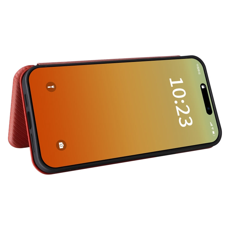 For iPhone 15 Pro Carbon Fiber Texture Flip Leather Phone Case(Brown) - HoMEdemic™ 