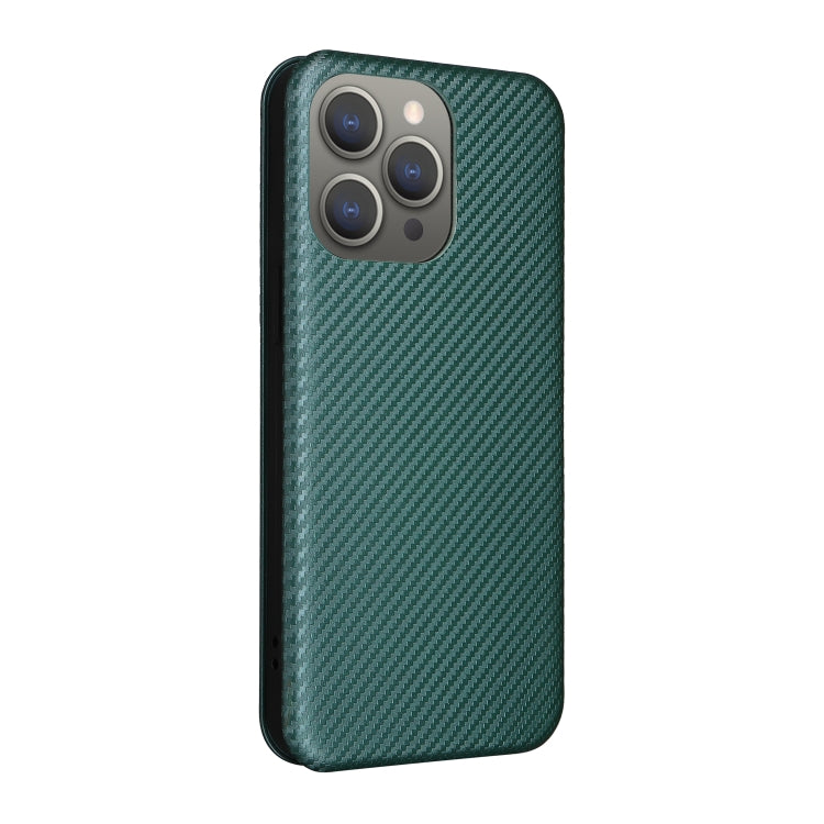 For iPhone 15 Pro Carbon Fiber Texture Flip Leather Phone Case(Green) - HoMEdemic™ 