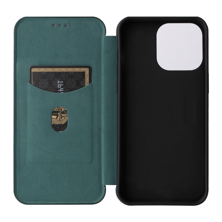 For iPhone 15 Pro Carbon Fiber Texture Flip Leather Phone Case(Green) - HoMEdemic™ 