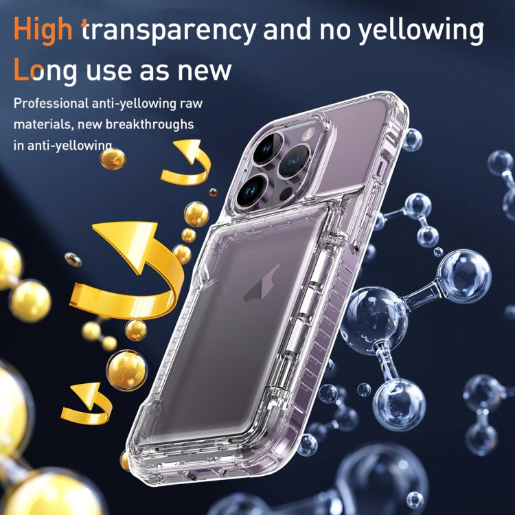 For iPhone 15 Pro Crystal Clear Flip Card Slot Phone Case(Transparent Black) - HoMEdemic™ 