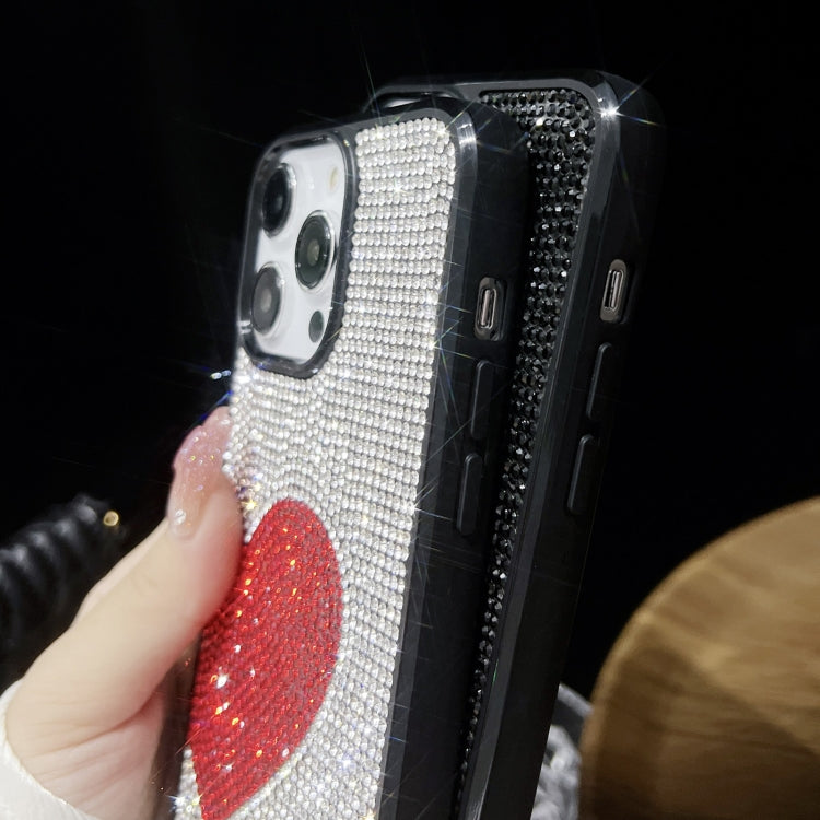 For iPhone 15 Pro Max Love Heart Diamond TPU Phone Case(Silver) - HoMEdemic™ 