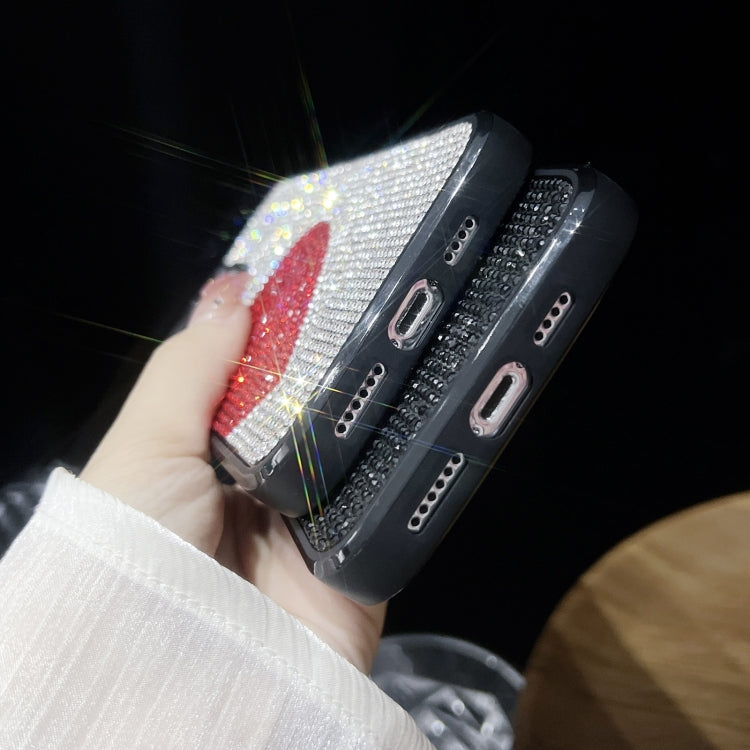 For iPhone 15 Pro Max Love Heart Diamond TPU Phone Case(Silver) - HoMEdemic™ 