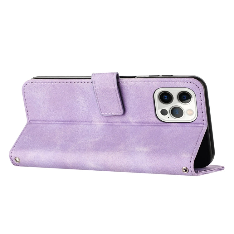 For iPhone 15 Pro Max Dream Triangle Leather Phone Case with Lanyard(Purple) - HoMEdemic™ 