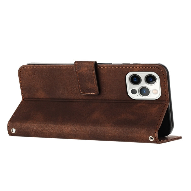 For iPhone 15 Pro Max Dream Triangle Leather Phone Case with Lanyard(Brown) - HoMEdemic™ 