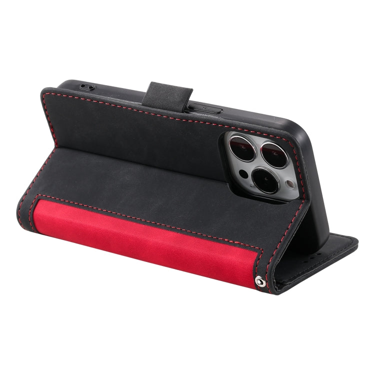 For iPhone 15 Pro Max Retro Splicing Horizontal Flip Leather Phone Case(Red) - HoMEdemic™ 