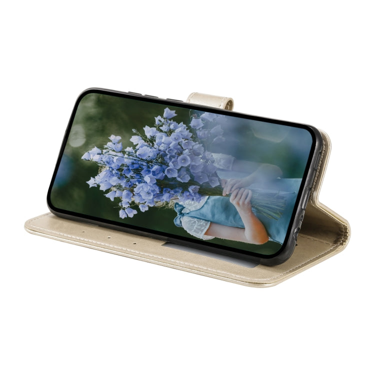For iPhone 15 Pro Totem Flower Embossed Leather Phone Case(Gold) - HoMEdemic™ 
