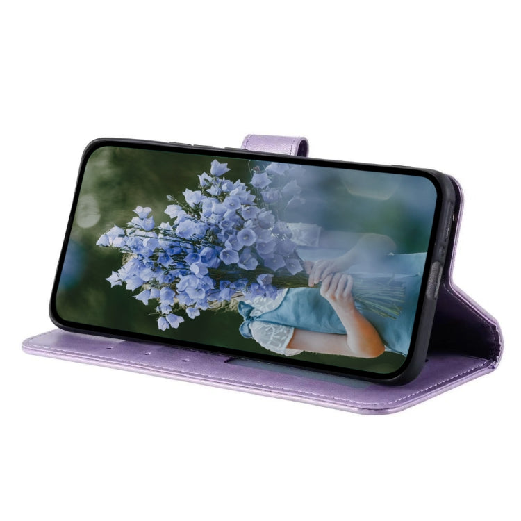 For iPhone 15 Pro Totem Flower Embossed Leather Phone Case(Purple) - HoMEdemic™ 
