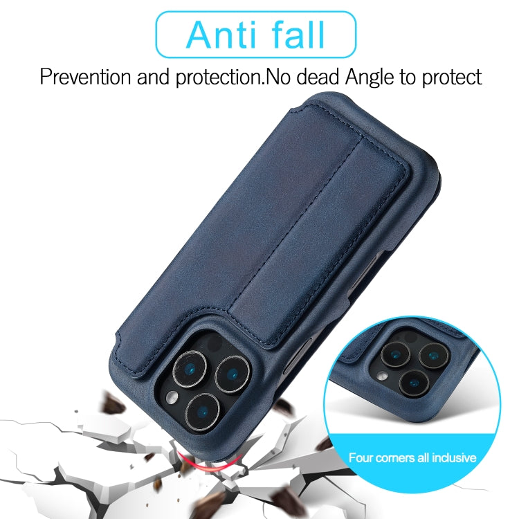 For iPhone 16 Pro LC.IMEEKE Hon Ancient Series Flip Leather Phone Case(Blue) - HoMEdemic™ 