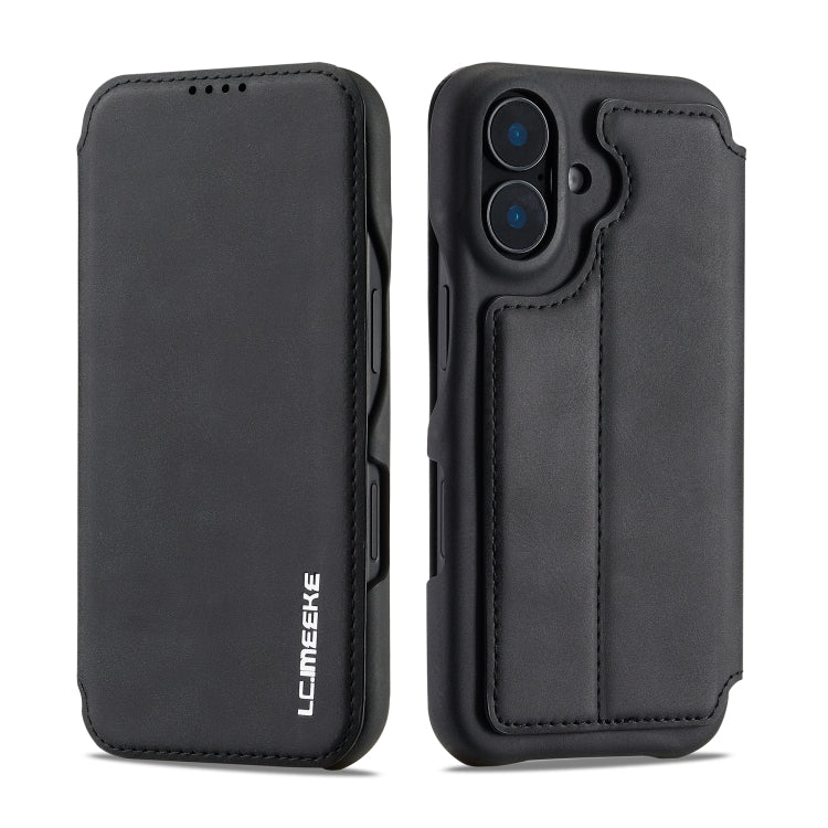 For iPhone 16 LC.IMEEKE Hon Ancient Series Flip Leather Phone Case(Black) - HoMEdemic™ 