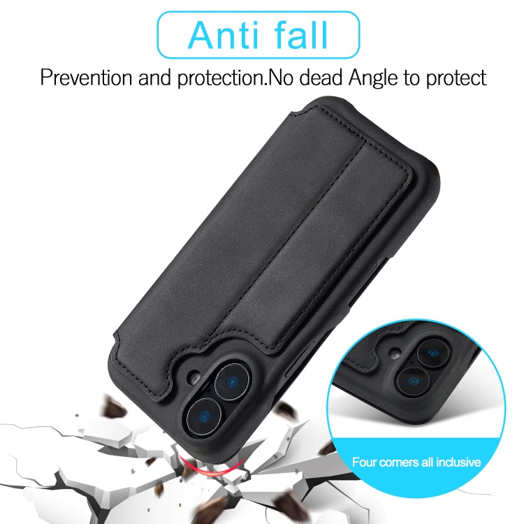 For iPhone 16 LC.IMEEKE Hon Ancient Series Flip Leather Phone Case(Black) - HoMEdemic™ 
