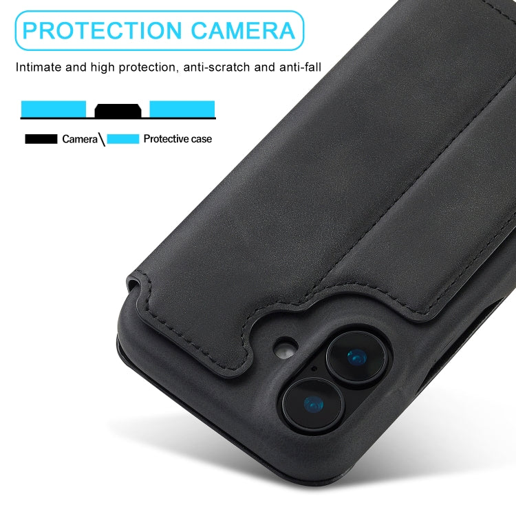 For iPhone 16 LC.IMEEKE Hon Ancient Series Flip Leather Phone Case(Black) - HoMEdemic™ 