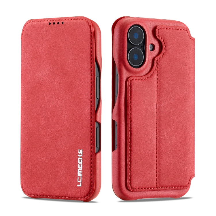 For iPhone 16 LC.IMEEKE Hon Ancient Series Flip Leather Phone Case(Red) - HoMEdemic™ 