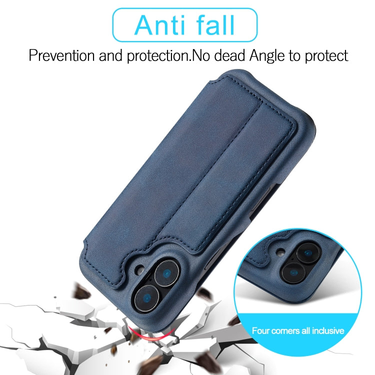 For iPhone 16 LC.IMEEKE Hon Ancient Series Flip Leather Phone Case(Blue) - HoMEdemic™ 