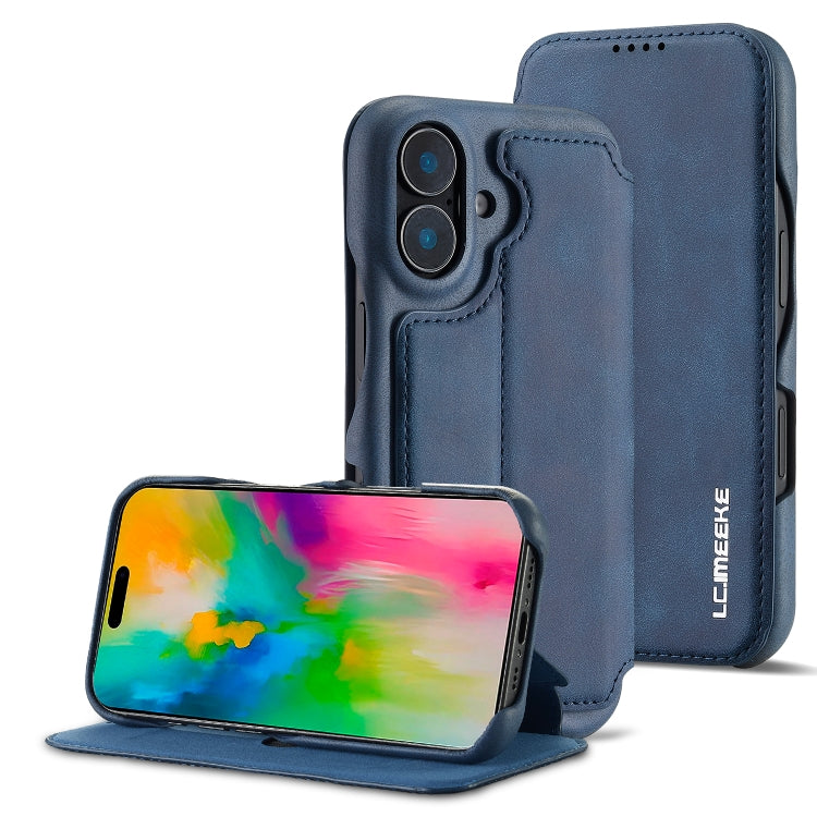 For iPhone 16 LC.IMEEKE Hon Ancient Series Flip Leather Phone Case(Blue) - HoMEdemic™ 