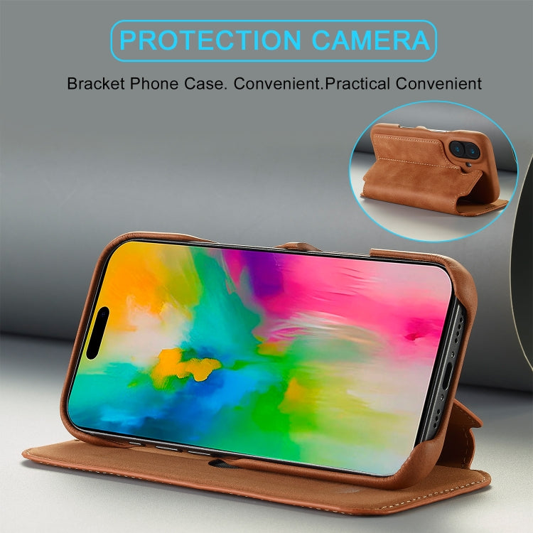 For iPhone 16 LC.IMEEKE Hon Ancient Series Flip Leather Phone Case(Brown) - HoMEdemic™ 