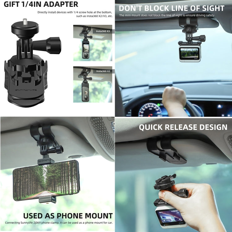 Sunnylife ZJ585 Sun Visor Camera Mount Quick Release Holder 360 Degree Rotating Vlog Bracket(Black) - HoMEdemic™ 