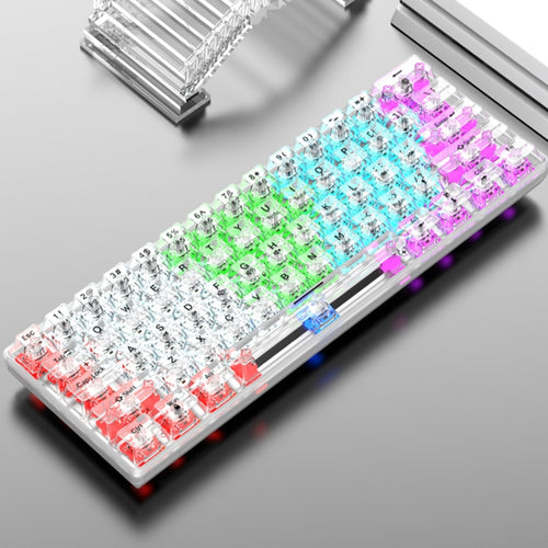 XUNFOX K30 Transparent 61-Keys Blacklit Wired Mechanical Keyboard, Cable Length: 1.5m(White) - HoMEdemic™ 