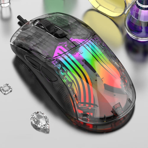 XUNFOX XYH20RGB Transparent 2400DPI RGB Light Wired Gaming Mouse, Cable Length: 1.2m(Black) - HoMEdemic™ 