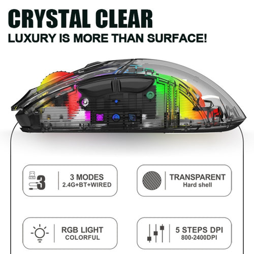 XUNFOX XYH20RGB Transparent 2400DPI RGB Light Wired Gaming Mouse, Cable Length: 1.2m(Black) - HoMEdemic™ 