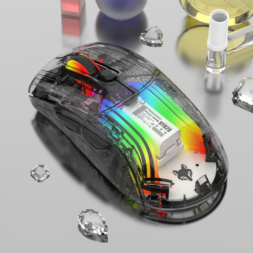 XUNFOX XYH20RGB 2.4G + BT + Wired Transparent 2400DPI RGB Light Gaming Mouse(Black) - HoMEdemic™ 