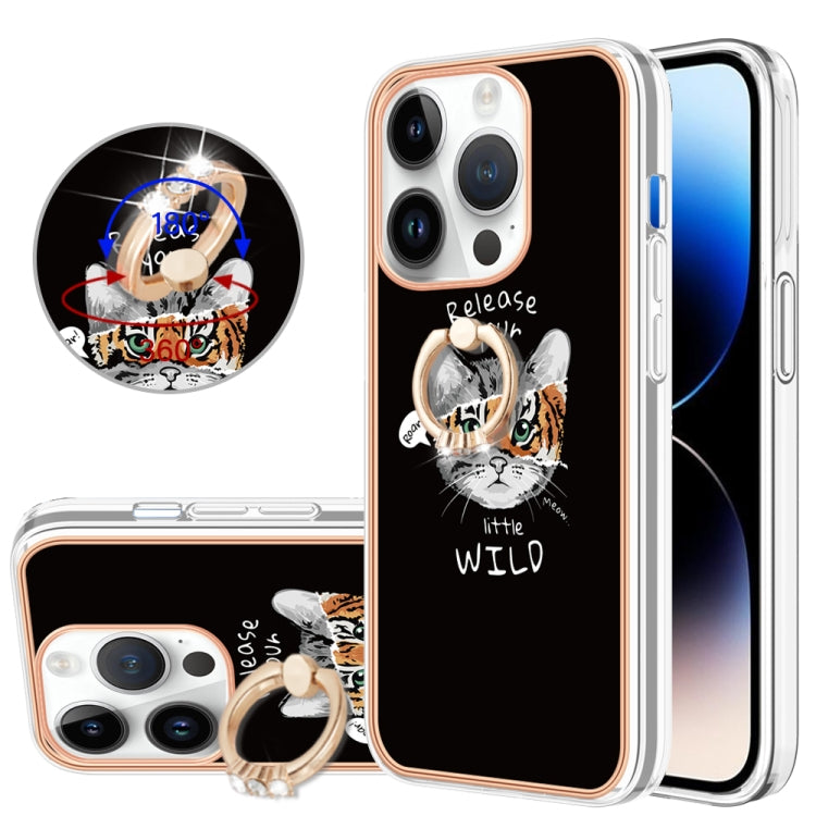 For iPhone 15 Pro Max Electroplating Dual-side IMD Phone Case with Ring Holder(Natural Growth) - HoMEdemic™ 
