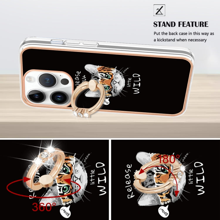 For iPhone 15 Pro Max Electroplating Dual-side IMD Phone Case with Ring Holder(Natural Growth) - HoMEdemic™ 